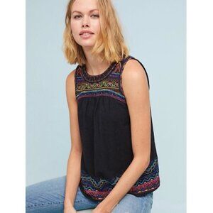 Anthropologie Akemi + Kin Mesa Embroidered Beaded Boho Sleeveless Top Size 0